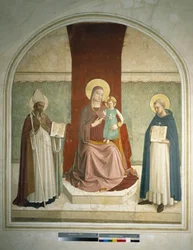 Madonna och barn med Saint Francis och Saint Zenobia Fresk av Guido di Pietro