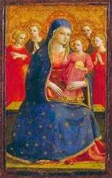 Madonna och barn med änglar, ca 1425 (tempera och guld på panel)