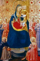 Madonna och barn med heliga, mitten av 1400-talet.