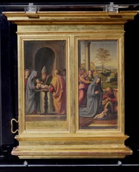 Presentation i templet och födseln, ca 1497 (tempera på panel)