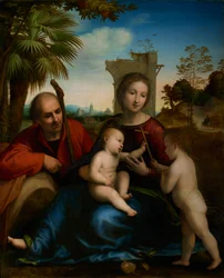Vilopausen under flykten till Egypten med den helige Johannes Döparen, ca 1509