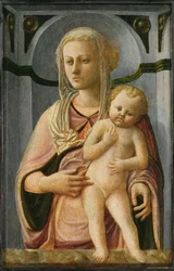 Madonna och barn, detalj, ca 1435 (tempera på panel)