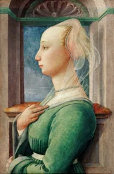 Profilporträtt av en ung kvinna, ca 1445