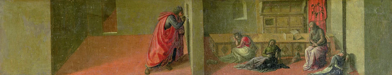 Sankt Nikolaus ger tre fattiga jungfrur sitt arv (i Martelli-kapellet)(panel)