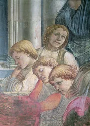 Celebration of the Relics of St. Stephen detalj av korister, 1452-66 fresk se även 63780 & 63782