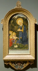 Jungfru och barn med änglar, ca. 1460.