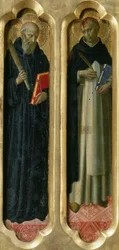 De heliga Benedictus och Peter Martyren från Perugias altartavla, ca 1437.