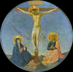 Korsfästelsen med Maria och Johannes evangelisten Tondo, ca. 1440.