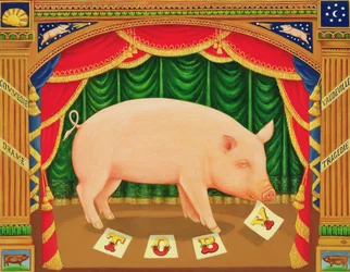 Toby the Learned Pig, 1998 (olja och tempera på panel)