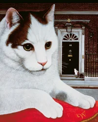 Wilberforce, the Number 10 Cat, 1987 (olja och tempera på panel)