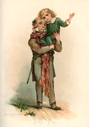 Bob Cratchit bär Tiny Tim