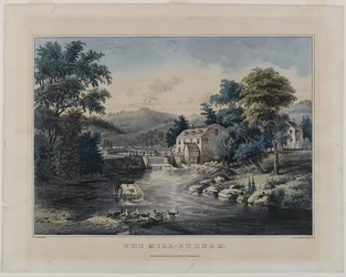 The Mill-Stream, publicerad av Currier & Ives, New York (handfärgad litho)