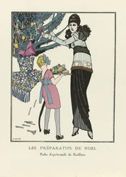 Förberedelser inför julen, pub. 1914 (stenciltryck)