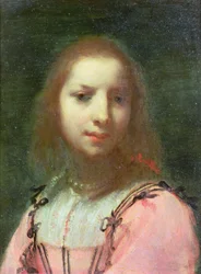 Porträtt av en ung kvinna, ca 1640 (olja på koppar)