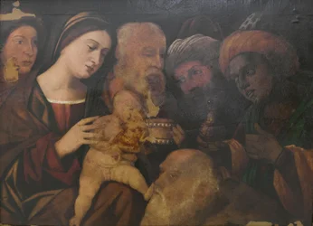De tre vise männens tillbedjan, troligen av Francesco Rizzo da Santacroce
