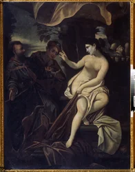""Suzanne och de äldre"" (Susanna och de äldre) Målning av Francesco Albani dit l