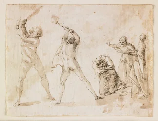 Johannes döparens martyrskap (penna och brunt bläck och tvätt och svart krita)