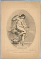 En Naiad (kvinna som kliver in i ett bad)