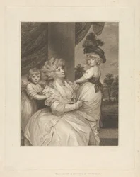 Jane, grevinna av Harrington, med sina barn, Lord Petersham och den ärade Lincoln Stanhope