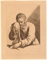 Old Man Weping, efter en teckning av Guercino