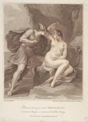 Perseus, som har räddat Andromeda ur överhängande fara, förälskar sig i hennes skönhet