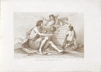 Titeltryck med personifiering av målning Ciprianis Principles of Drawing (serietitel) Ciprianis rudiments of drawing (serietitel på objekt)