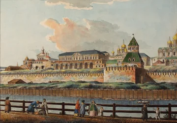 Utsikt över vinterkremlpalatset från Moskvafloden, 1780-talet