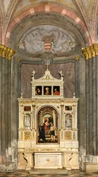 Norra tvärskeppet, St. Nicholas altare, Amigone och Friar Mabila 1495, Madonna Enthroned and Child St. Anne St. Nicholas of Tolentino och Hieronymus, Francesco Casella