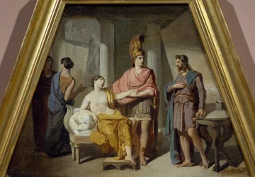 Alexander överlåter sin älskarinna Campaspe till Apelles, av Francesco Coghetti (1804-1875), olja på duk