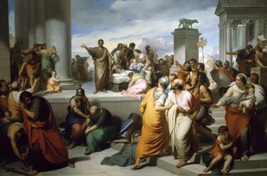 Brutus visar Lucretias kropp för folk i Rom, av Francesco Coghetti (1804-1875)