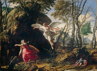 Holländska: Hagar och Ismael i öknen Hagar och Ismael i öknen