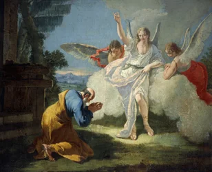 Abraham får besök av änglar, av Francesco Fontebasso (1707-1769)