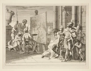 Apelles målning Campaspe, Alexander den stores älskarinna, en av en serie om åtta tryck (Varii Baccanali et istorie