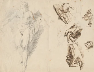 Apollo och studier av konstnärens egen hand [recto]