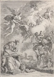 Påven Saint Gregory I befriar själarna från skärselden med sina böner, 1731.