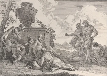 Satyr med klubba och sju figurer, från Bacchanals and Histories, 1744.
