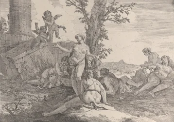 Sex nymfer och två putti, från Bacchanals and Histories, 1744.