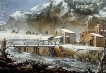 Stanna vid värdshuset. Målning av Francesco Foschi (? - 1805) Ec. Ital.