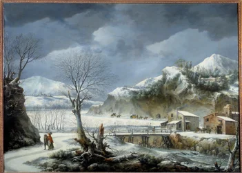 Vinterlandskapsmålning av Francesco Foschi (död 1805) 1700-talets Lille, Museum of Fine Arts