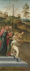 Johannes Döparen bärs till Zacharias, ca 1510 (tempera och olja med guld på trä)