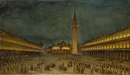 En nattprocession på Piazza San Marco, c1755