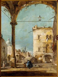 En portik i Venedig Målning av Francesco Guardi (1712-1793) 1700-talets Paris, Musée Jacquemart Andre