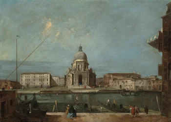 Utsikt över Canal Grande, Venedig, med kyrkan Santa Maria della Salute