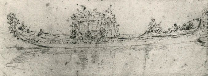 Gondol reserverad för ambassadörer, av Francesco Guardi (1712-1793), teckning.