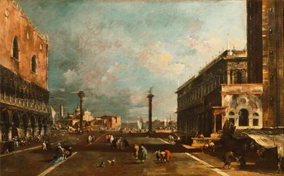 Lilla Markusplatsen mot San Giorgio, Venedig av Francesco Guardi (1712-1793), olja på duk, 45x72 cm