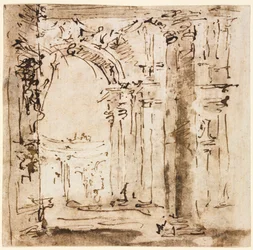 Ett par teckningar: Skiss av labyrinten av Villa Pisani och Piazza San Marco..., 1773-1778.