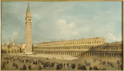 Place Saint Marc, Venedig - Piazza San Marco, Venedig, av Guardi, Francesco (1712-1793). Olja på duk. Mått: 50x85 cm. Nationalmuseum Stockholm