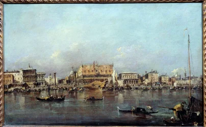 Dogepalatset sett från havet Målning av Francesco Guardi (1712-1793) 1700-talssön. 0,42x0,68m.