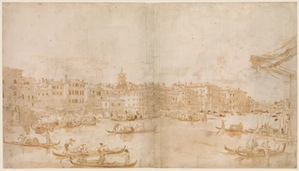Canal Grande ovanför Rialto (recto); En präst som firar mässa och den helige Vincent Ferrer som predikar (verso)