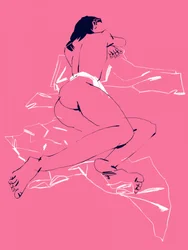 En sovande flicka, bakifrån, rosa